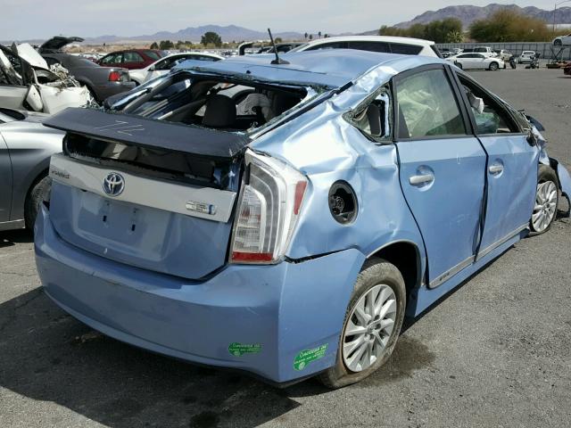 JTDKN3DP8C3016579 - 2012 TOYOTA PRIUS PLUG BLUE photo 4