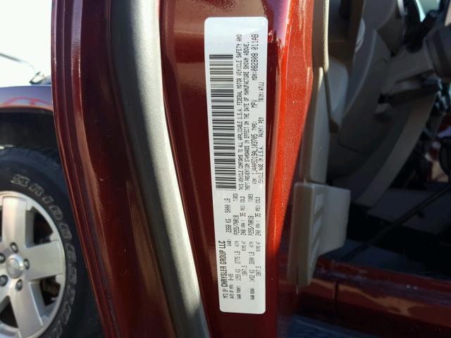 1J4AA5D19AL103705 - 2010 JEEP WRANGLER S MAROON photo 10