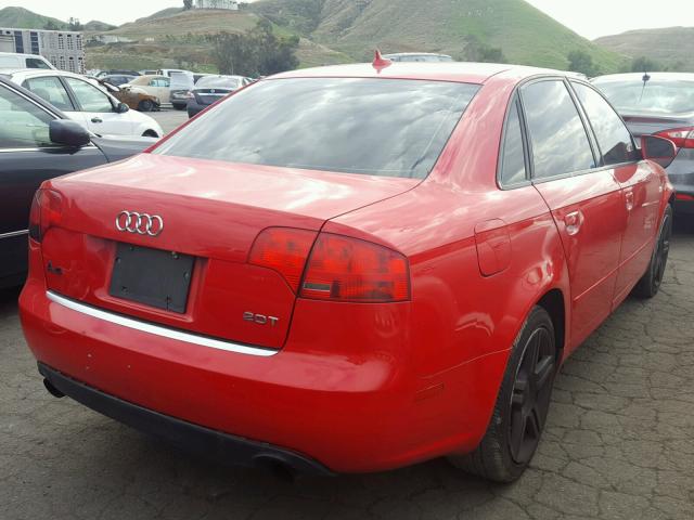 WAUAF78E87A200461 - 2007 AUDI A4 2 RED photo 4