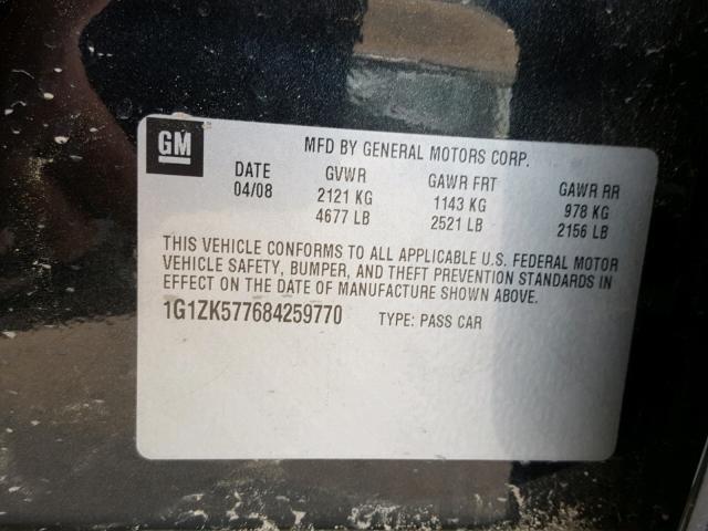 1G1ZK577684259770 - 2008 CHEVROLET MALIBU LTZ 黑色 照片 10