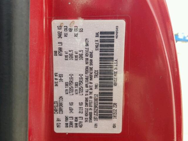 1B7JC26Z9RS538212 - 1994 DODGE RAM 2500 RED photo 10