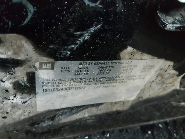 1G11C5SA3GU119672 - 2016 CHEVROLET MALIBU LIM 黑色 照片 10