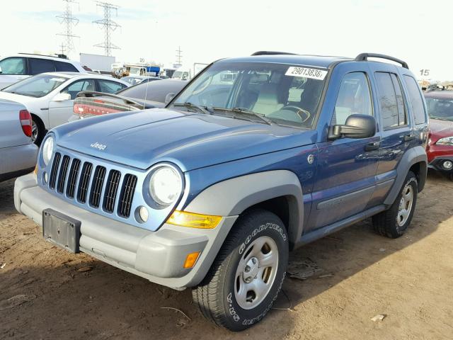 1J4GL48K65W616349 - 2005 JEEP LIBERTY SP BLUE photo 2