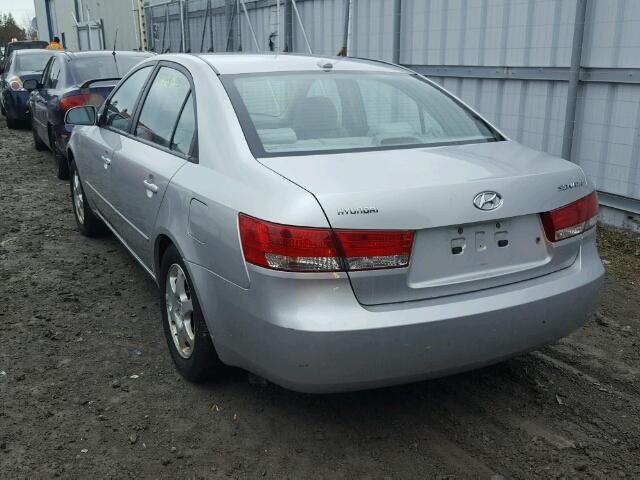 5NPET46C47H295476 - 2007 HYUNDAI SONATA GLS SILVER photo 3