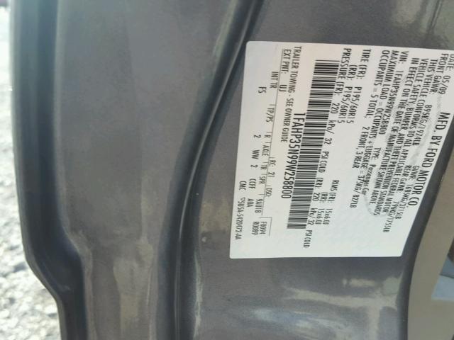 1FAHP35N99W258800 - 2009 FORD FOCUS SE GRAY photo 10