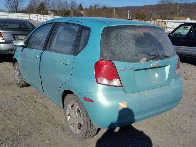 KL1TD62625B315553 - 2005 CHEVROLET AVEO BASE TEAL photo 3