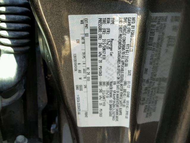 1FAHP3N28CL327863 - 2012 FORD FOCUS TITA GRAY photo 10