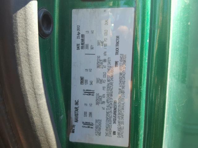 3HSDJSJR6DN237765 - 2013 INTERNATIONAL PROSTAR أخضر صورة 10