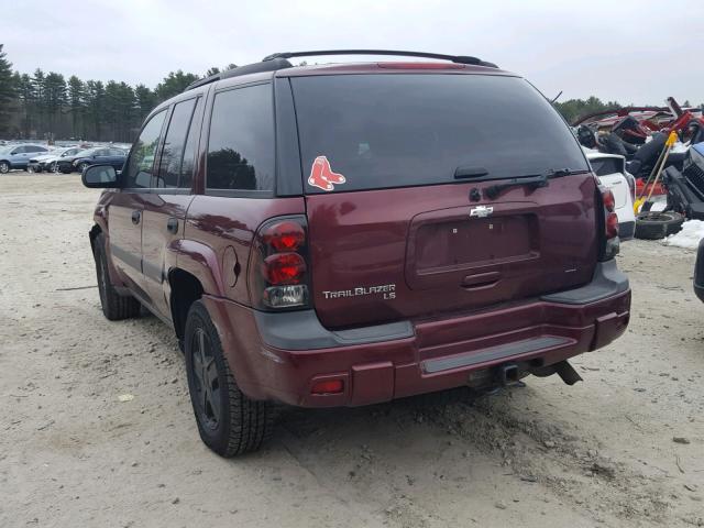 1GNDT13S452263638 - 2005 CHEVROLET TRAILBLAZE MAROON photo 3