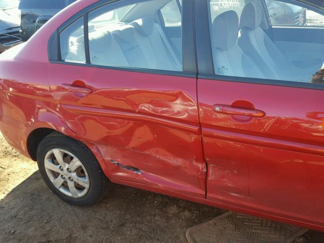 KMHCN4AC1BU614710 - 2011 HYUNDAI ACCENT GLS RED photo 9