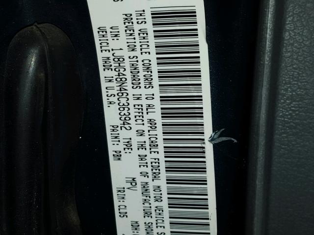 1J8HG48N46C363942 - 2006 JEEP COMMANDER ლურჯი ფოტო 10