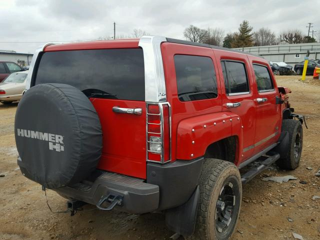 5GTDN13E878220569 - 2007 HUMMER H3 RED photo 4