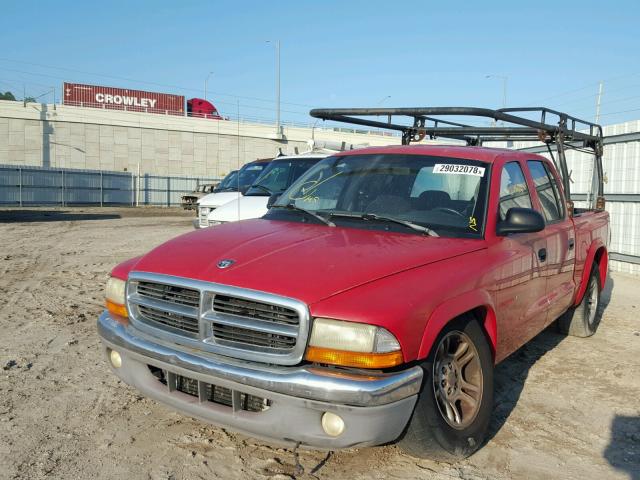 1B7HL48N42S607138 - 2002 DODGE DAKOTA QUA RED photo 2