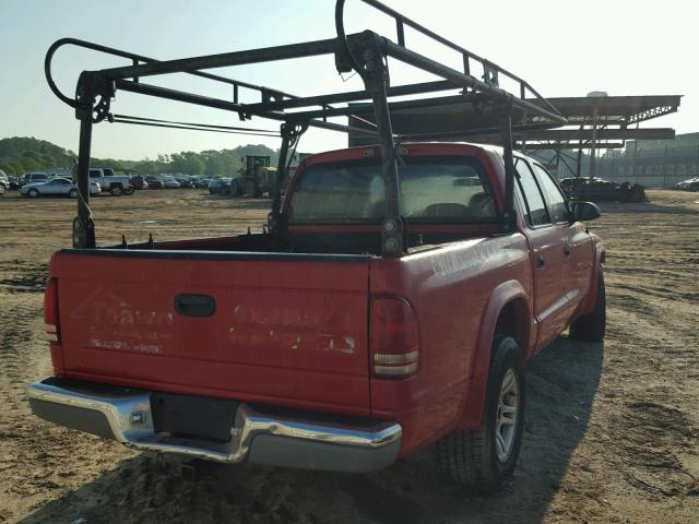 1B7HL48N42S607138 - 2002 DODGE DAKOTA QUA RED photo 4