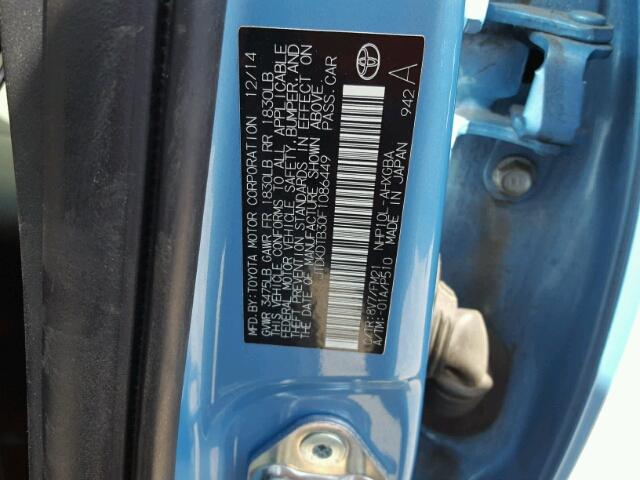 JTDKDTB30F1086449 - 2015 TOYOTA PRIUS C BLUE photo 10