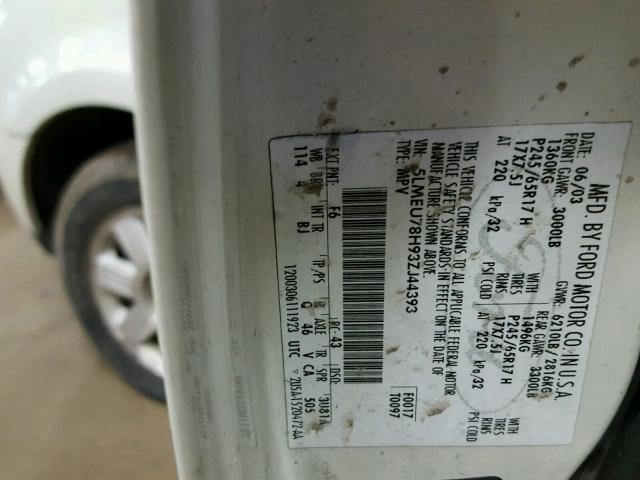 5LMEU78H93ZJ44393 - 2003 LINCOLN AVIATOR 白色 照片 10