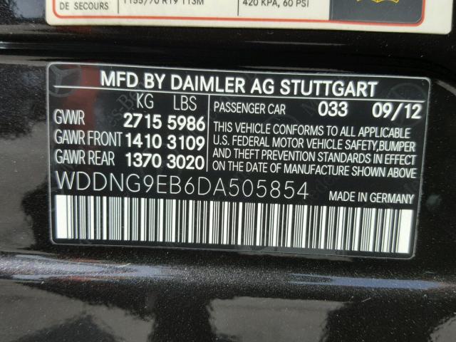 WDDNG9EB6DA505854 - 2013 MERCEDES-BENZ S 550 4MAT BLACK photo 10