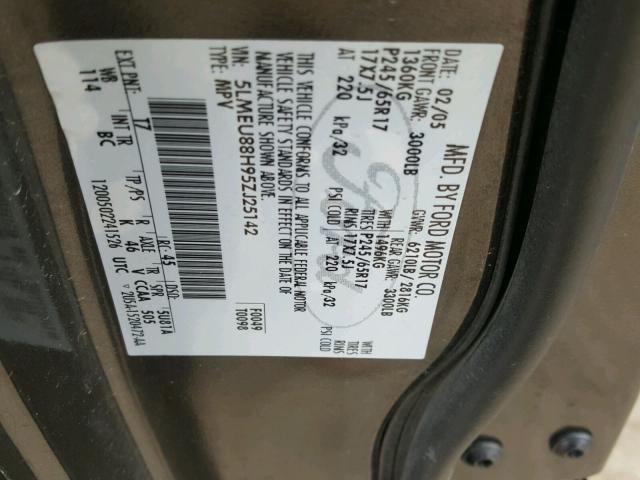 5LMEU88H95ZJ25142 - 2005 LINCOLN AVIATOR 石墨色 照片 10