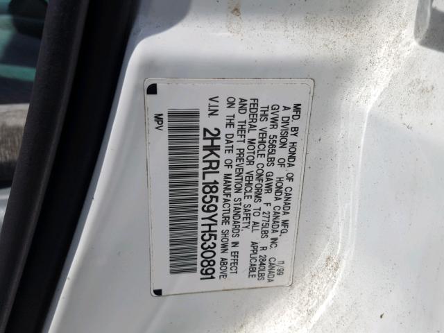 2HKRL1859YH530891 - 2000 HONDA ODYSSEY LX WHITE photo 10