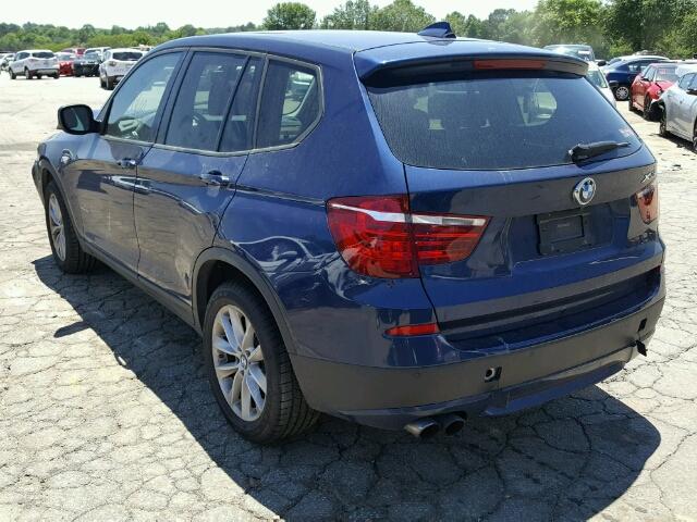 5UXWX9C53D0A10921 - 2013 BMW X3 XDRIVE2 BLUE photo 3