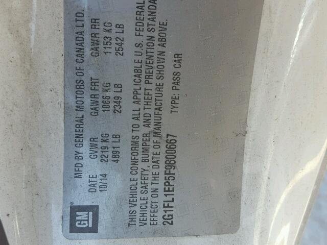 2G1FL1EP5F9800667 - 2015 CHEVROLET CAMARO ZL1 白色 照片 10