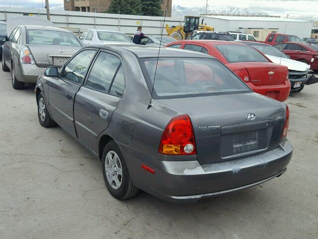 KMHCG45C24U544030 - 2004 HYUNDAI ACCENT GL GRAY photo 3