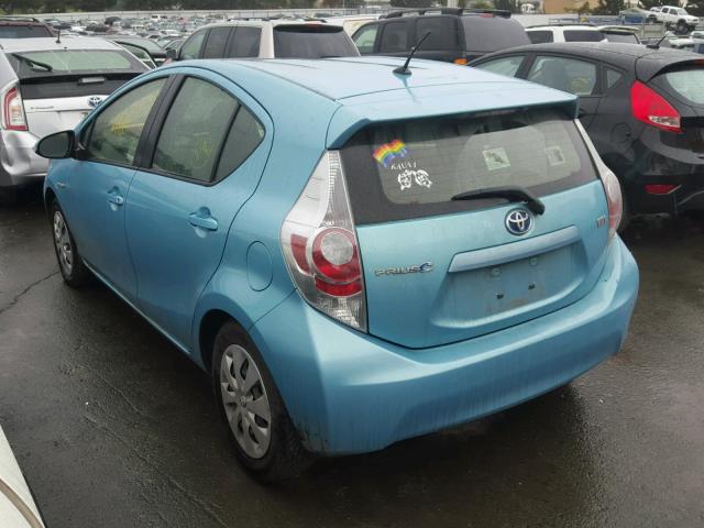 JTDKDTB3XC1013326 - 2012 TOYOTA PRIUS C BLUE photo 3