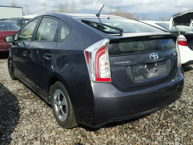 JTDKN3DU8E0361704 - 2014 TOYOTA PRIUS CHARCOAL photo 3