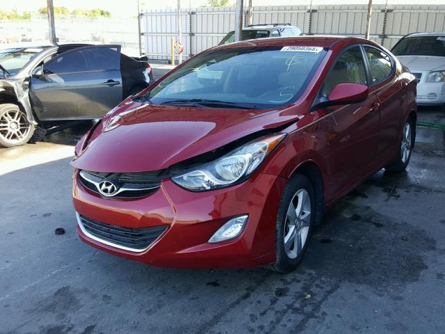 KMHDH4AE8DU513907 - 2013 HYUNDAI ELANTRA GL RED photo 2