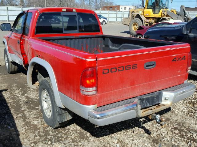 1B7GG22X4YS530696 - 2000 DODGE DAKOTA RED photo 3