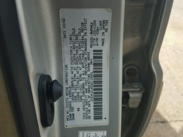 JTEHF21A530114371 - 2003 TOYOTA HIGHLANDER SILVER photo 10