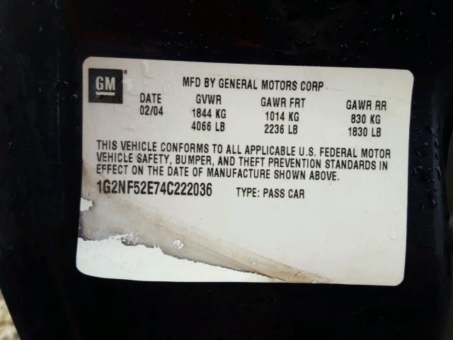 1G2NF52E74C222036 - 2004 PONTIAC GRAND AM S 蓝色 照片 10