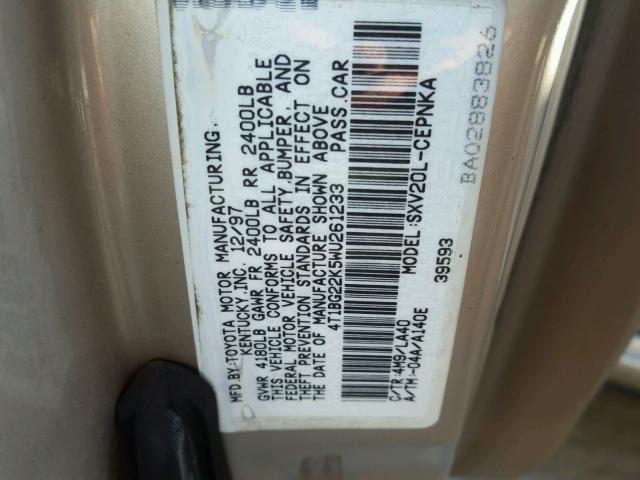 4T1BG22K5WU261233 - 1998 TOYOTA CAMRY CE GOLD photo 10