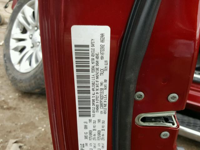 1C6RR7PT4DS715158 - 2013 RAM 1500 LONGH RED photo 10