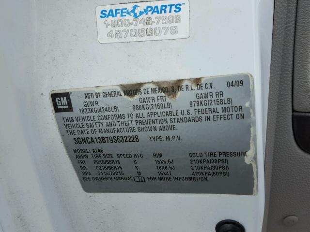 3GNCA13B79S632228 - 2009 CHEVROLET HHR LS 白色 照片 10