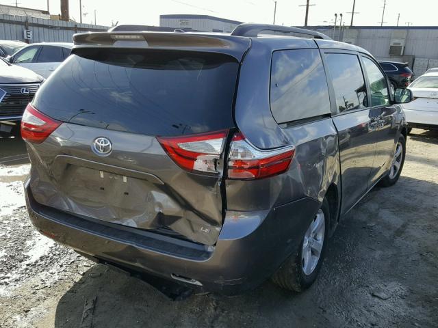 5TDKZ3DC8HS769195 - 2017 TOYOTA SIENNA LE GRAY photo 4