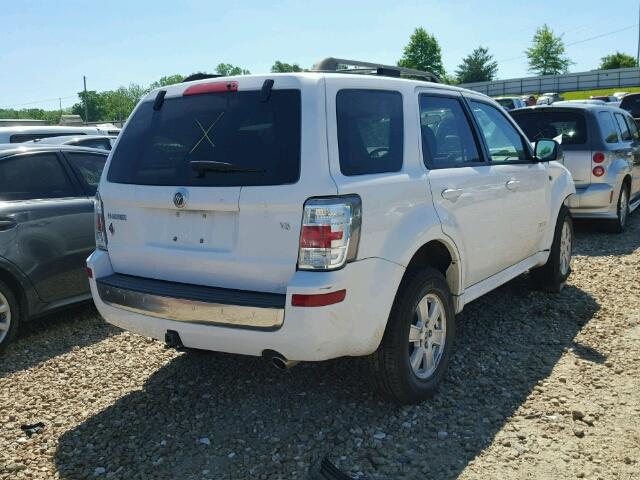 4M2CU81158KJ43723 - 2008 MERCURY MARINER WHITE photo 4