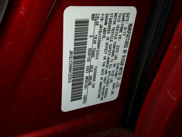 JN1BJ1CR9HW123314 - 2017 NISSAN ROGUE SPOR RED photo 10