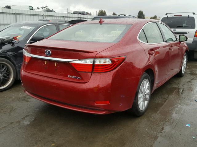 JTHBW1GG1E2049914 - 2014 LEXUS ES 300H RED photo 4