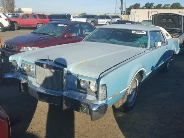 6Y89A900282 - 1976 LINCOLN CONTINENTL BLUE photo 2