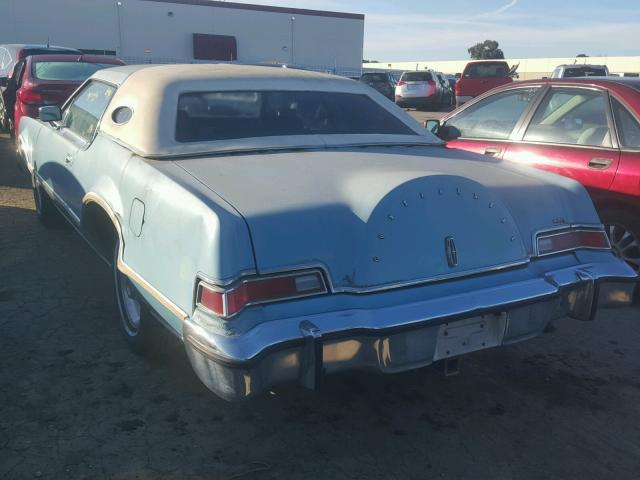 6Y89A900282 - 1976 LINCOLN CONTINENTL BLUE photo 3