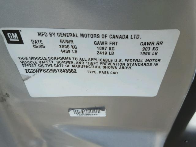 2G2WP522651343882 - 2005 PONTIAC GRAND PRIX Gümüş foto 10