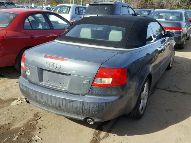 WAUDT48H54K018642 - 2004 AUDI A4 QUATTRO GRAY photo 4