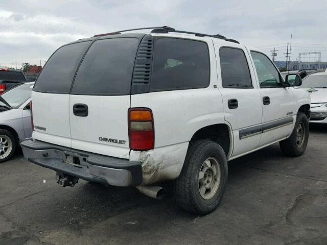 1GNEK13T01J203985 - 2001 CHEVROLET TAHOE K150 WHITE photo 4