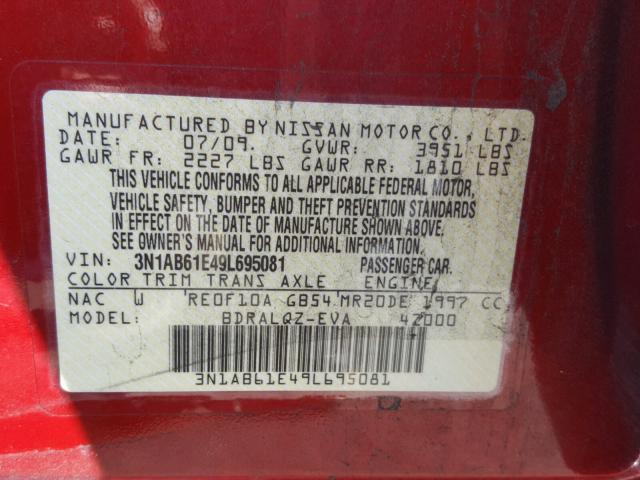 3N1AB61E49L695081 - 2009 NISSAN SENTRA 2.0 RED photo 10