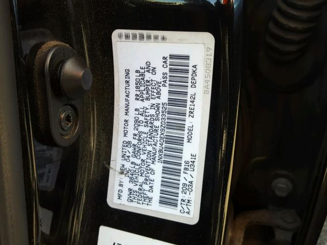 1NXBU40EX9Z033525 - 2009 TOYOTA COROLLA BA BLACK photo 10