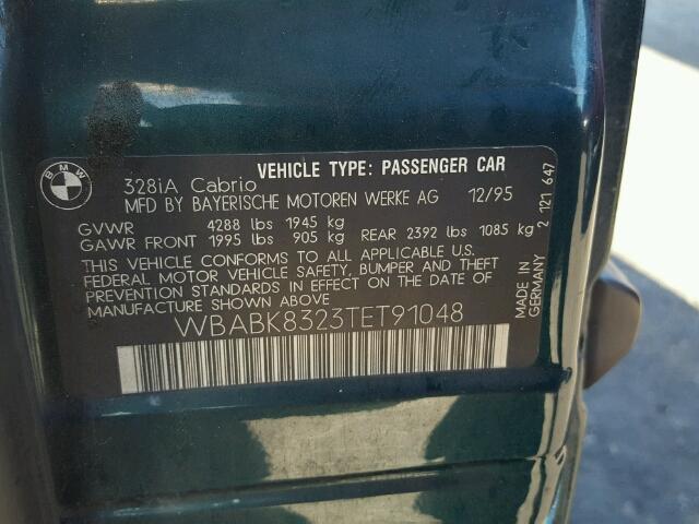 WBABK8323TET91048 - 1996 BMW 328 IC AUT GREEN photo 10