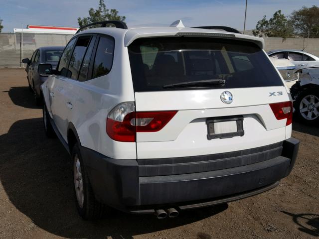 WBXPA73445WC47986 - 2005 BMW X3 2.5I WHITE photo 3