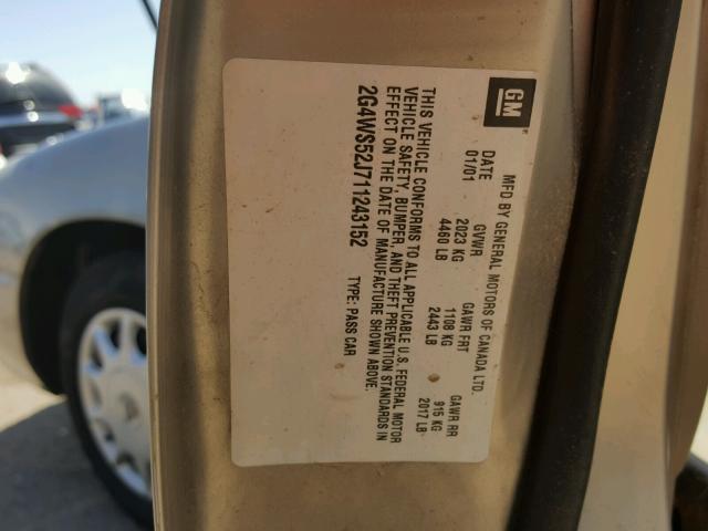 2G4WS52J711243152 - 2001 BUICK CENTURY CU GOLD photo 10