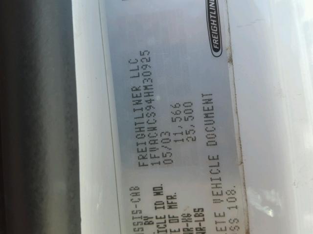 1FVACWCS94HM30925 - 2004 FREIGHTLINER M2 106 MED თეთრი ფოტო 10